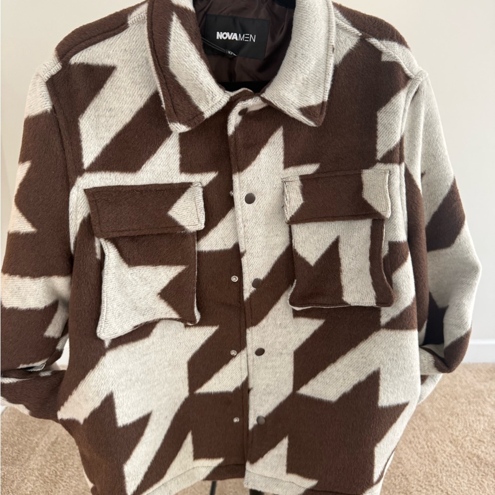 Brown and Cream Geometric Jacket